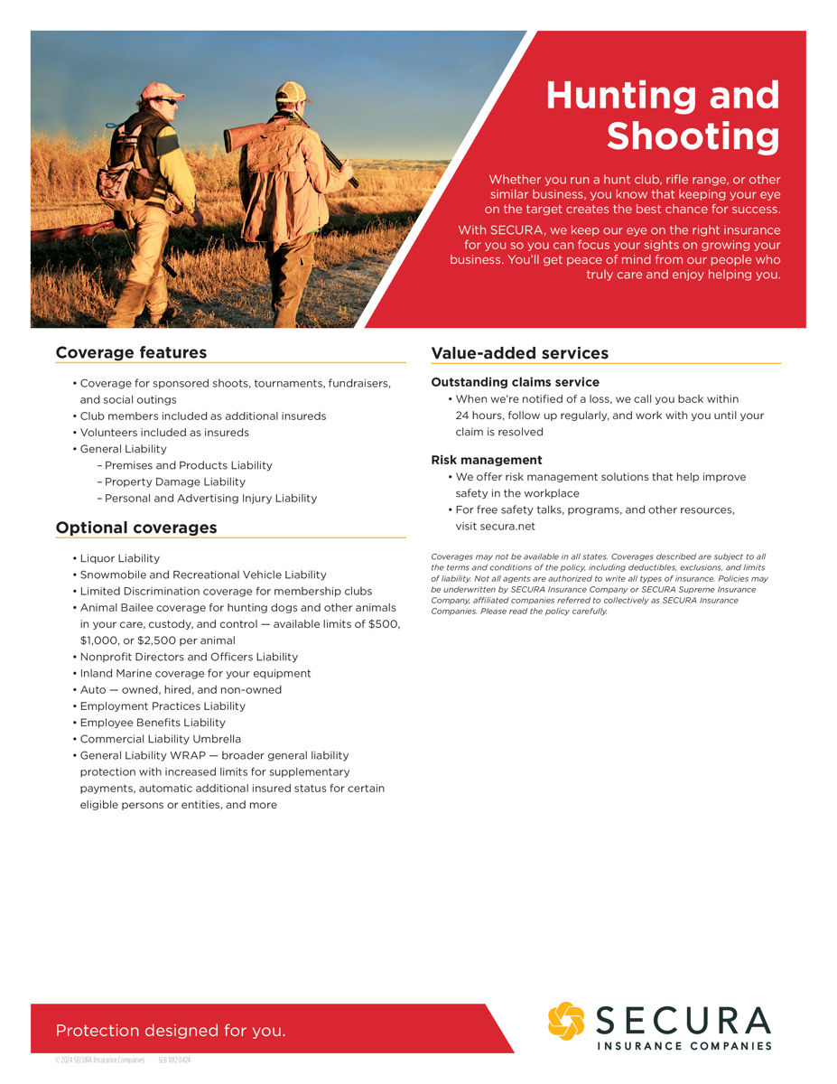 Hunting and Shooting Sell Sheet